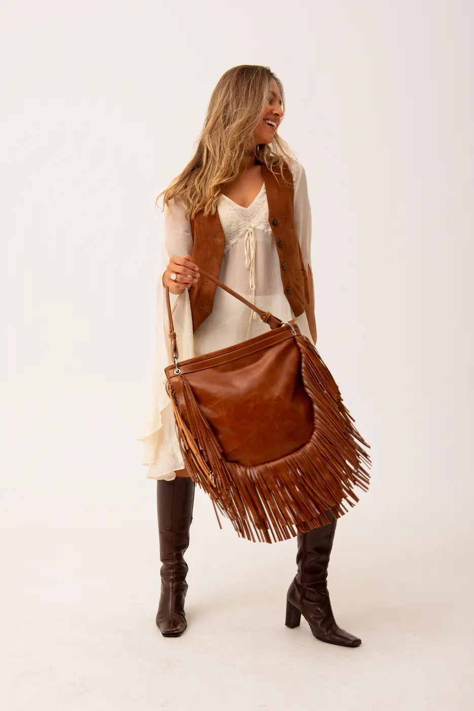 Bolsa Guará Caramelo com franjas - Laçá
